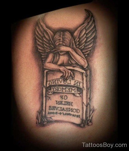 Memorial Angel Tattoo On Back-TB1058