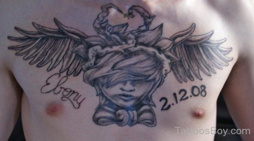 Memorial Angel Tattoo On Chest-TB1061