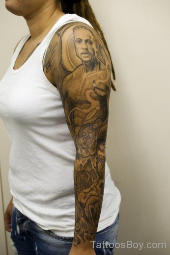 Memorial Angel Tattoo On Full Sleeve-TB1062