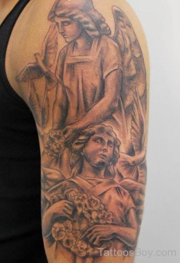 Memorial Angel Tattoo On Half Sleeve-TB1064