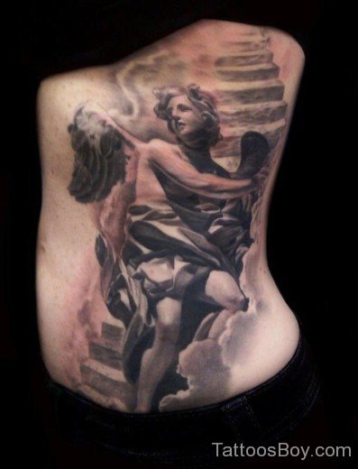 Memorial Angel Tattoo On Rib-TB1068