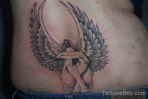 Memorial Angel Tattoo On Stomach 4-TB1070