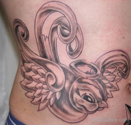 Memorial Angel Tattoo On Stomach-TB1071