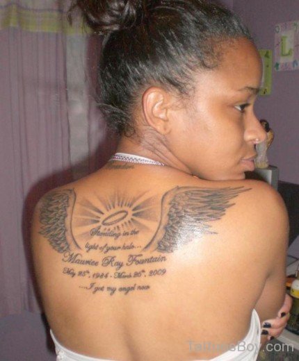 Memorial Angel Wings Tattoo On Back-TB1076
