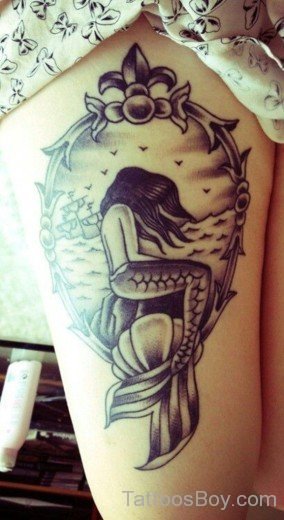 Mermaid Tattoo On Thigh-TB1113