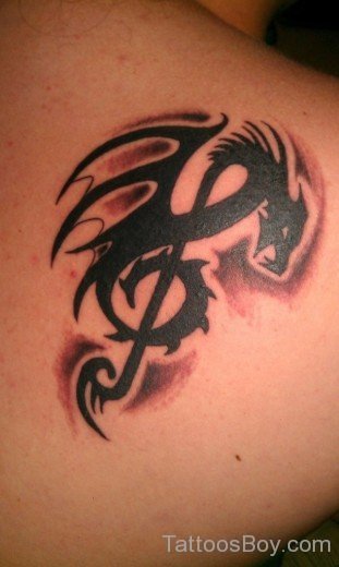 Music Dragon Tattoo On Back- TB1043