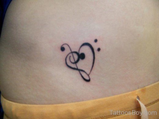 Music Heart Tattoo On Waist- TB1045