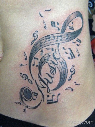 Music Notes Tattoo On Back- TB1051