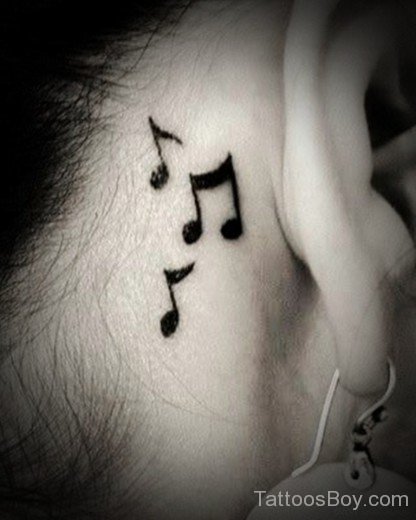 Music Notes Tattoo On Behind Ear- TB1053