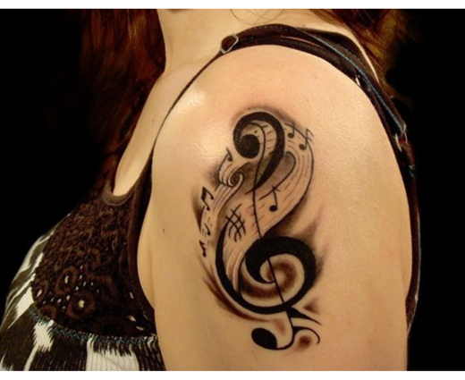 Music Notes Tattoo On Shoulder- TB1054