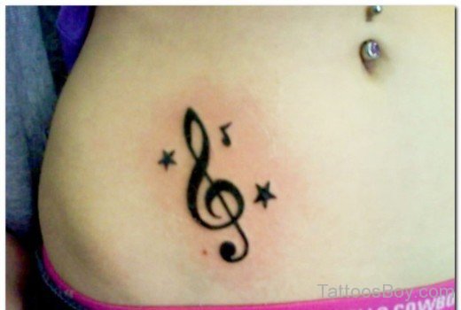 Music Notes Tattoo On Waist- TB1055