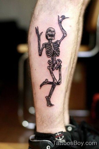Music Skull Tatto On Leg