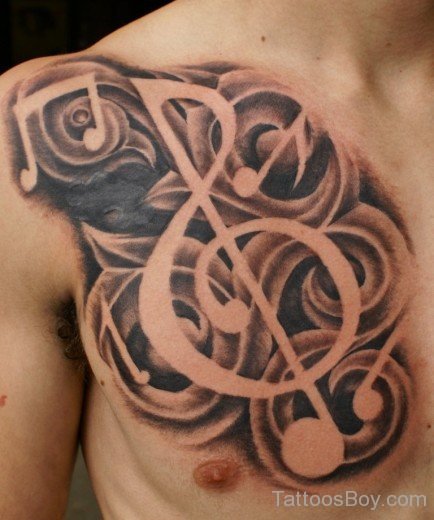 Music Tattoo Design On Chest 4- TB1063