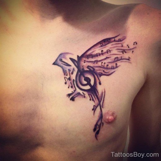 Music Tattoo Design On Chest- TB1064