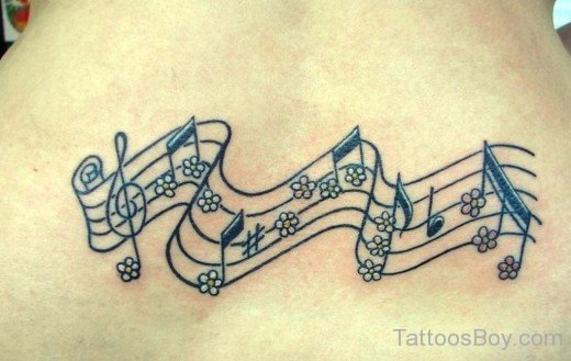 Music Tattoo Design On Lower Back- TB1066