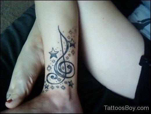 Music Tattoo On Ankle 4- TB1070