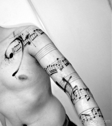 Music Tattoo On Full sleeve- TB1074