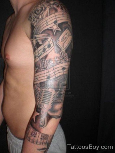 Music Tattoo On Half Sleeve- TB1075