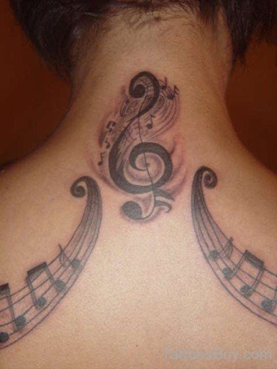 Music Tattoo On Nape- TB1077