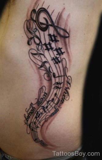 Music Tattoo On Rib