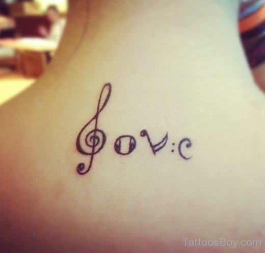Musical Note And Love Tattoo'- TB1084