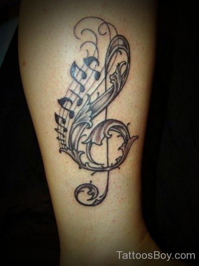 Musical Symbol Tattoo On Leg-Tb123