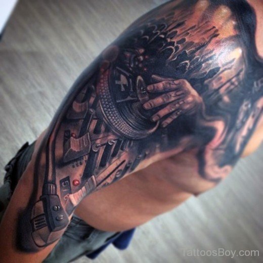 Musical  Tattoo On Full Sleeve- TB1083