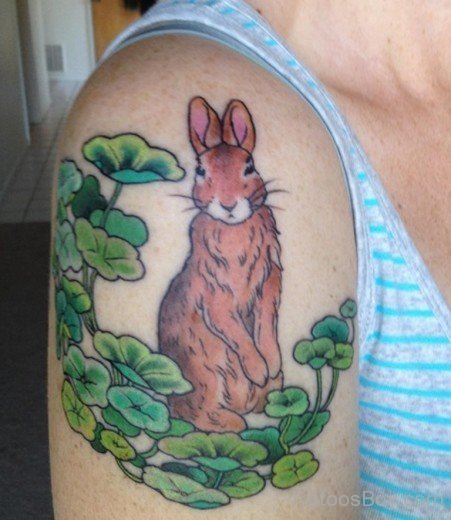 Brown Rabbit Tattoo On Shoulder-TB153