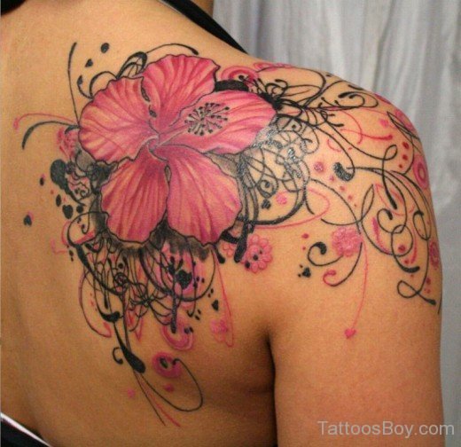 Stylish Pink Flower Tattoo 