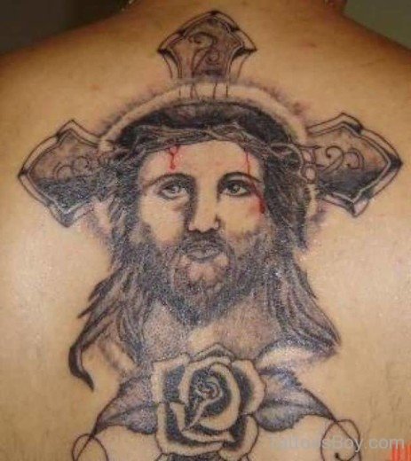 Jesus Face Tattoo On Back-TB14143