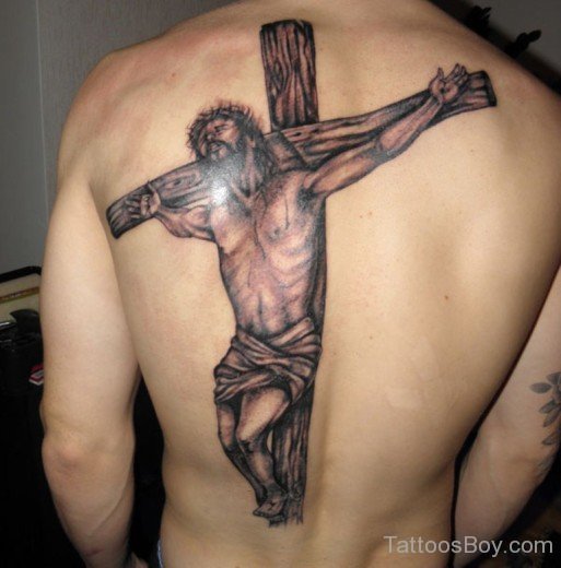 Nice Jesus Tattoo On Back-TB14146