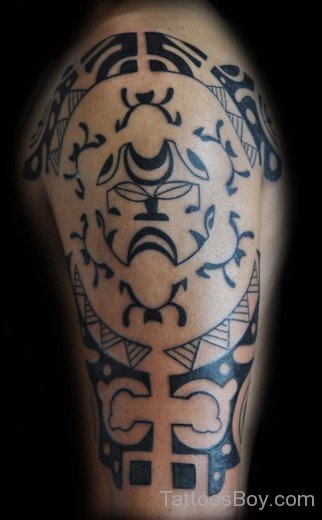 Nice Maori Tribal Tattoo On Half Sleeve-TB1166
