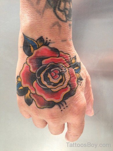 Nice Rose Tattoo On Hand