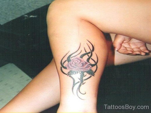 Rose Tattoo On Leg