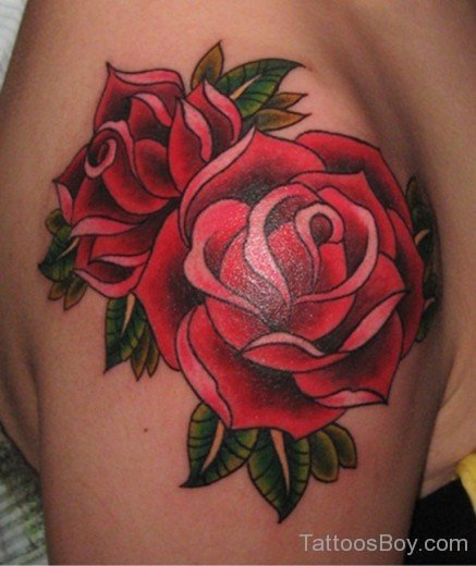 Nice Rose Tattoo On Shoulder-TB12062