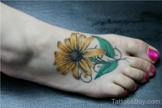 Nice Sunflower Tatttoo On Foot-TB1251