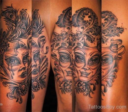 Nice Venetian Mask Tattoo Design-TB1073