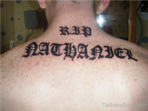 Old English Tattoo On Nape - TB140