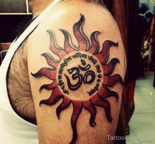 Om Sun And Gayatri Mantra Tattoo-TB1050