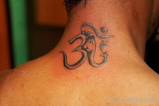 Om Tattoo On Nape-TB1117