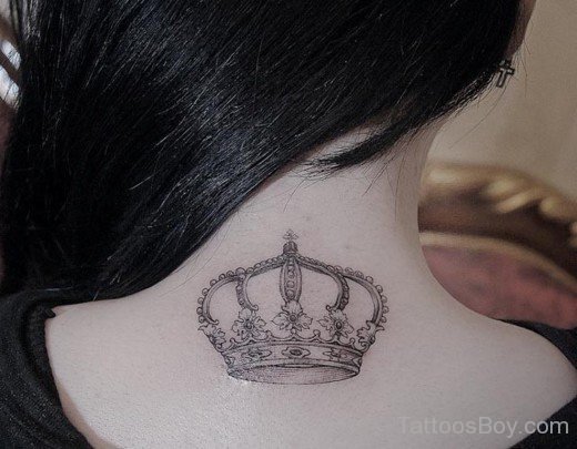 Outline Crown Tattoo On Back-TB1121