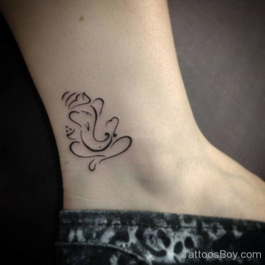 Outline Ganesha Tattoo On Ankle-TB1172