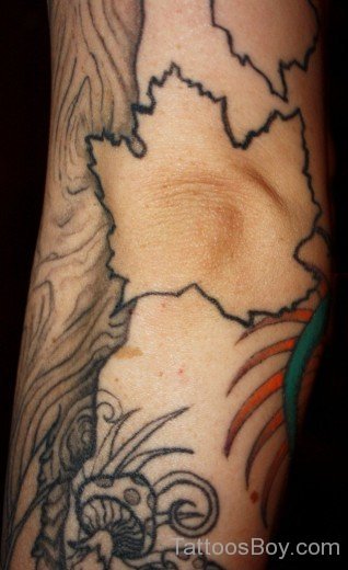 Outline Leaf Tattoo On Elbow-TB1154