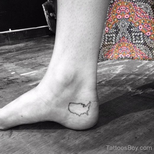 Outline Map Tattoo On Foot-TB151