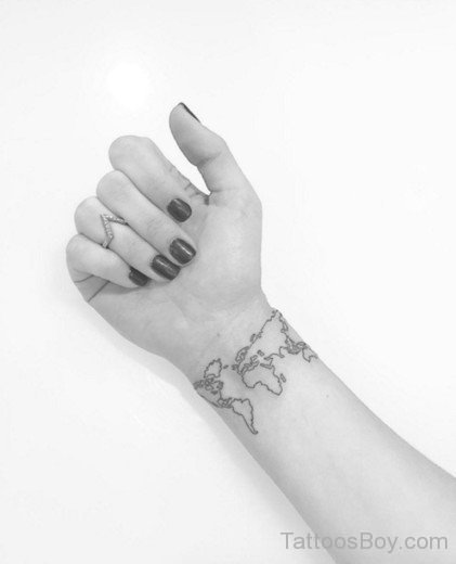 Outline Map Tattoo On Wrist-TB153