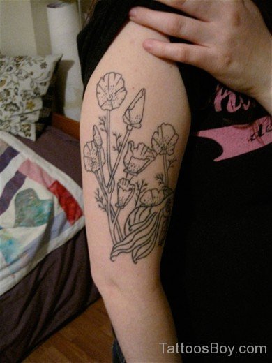 Outline Poppy Flower Tattoo-TB105