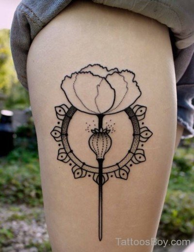 Outline Poppy Tattoo