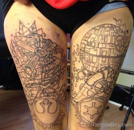 Outline Thigh Tattoo