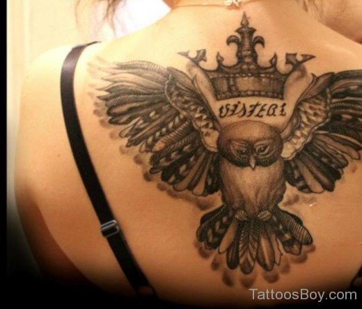 Owl And Crown Tattoo-TB1123