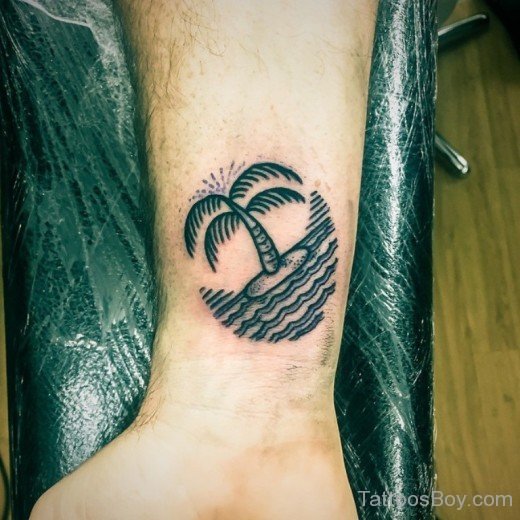 Palm Tree Tattoo On Ankle 4-TB1427